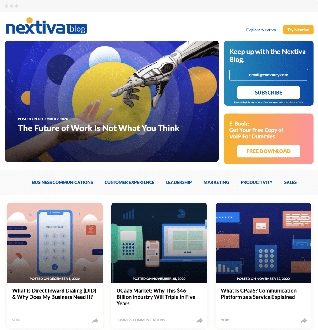 Nextiva.com - Blog Design & Development