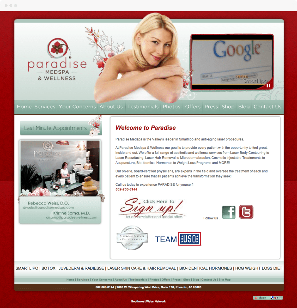 Paradise MedSpa - Web Design (via Zion & Zion)