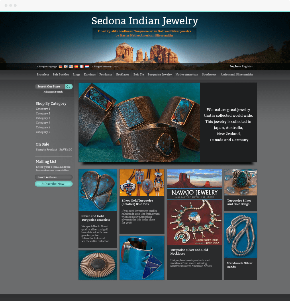 Sedona Jewelry - Web Design